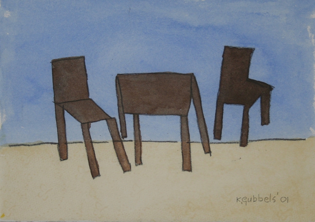 Klaas Gubbels-Tafel met 2 stoelen, 2001